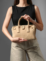 Sac Port� Main S Equestre Croco Cuir Etrier Beige equestre croco EEQC142S-vue-porte